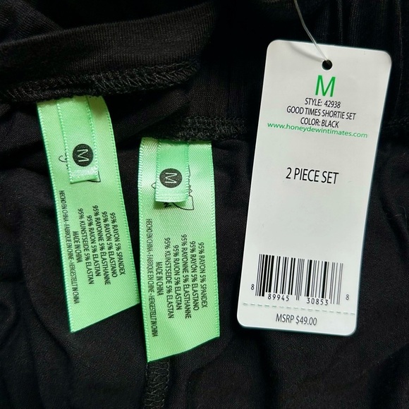 Honeydew Good Times 2 Piece Shortie Pajama Set Black Tank Shorts Size M NWT - Picture 11 of 11